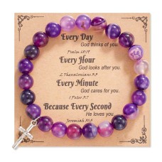 Christian Gifts for Women, Cross Bracelet Religious Gifts for Women D0012-Purple