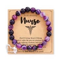 Nurse Gifts for Women, Nurse Bracelet Appreciation Gifts for Nursing School, Medical Student School Nurse Graduation Practitioner Gifts for Nurses DD001-PURPLE-A