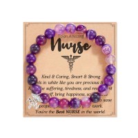 Nurse Gifts for Women, Nurse Appreciation Gifts for Nursing School, School Nurse Bracelet Graduation Practitioner Gifts for Nurses DD001-PURPLE-B