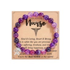 Nurse Gifts for Women, Nurse Appreciation Gifts for Nursing School, School Nurse Bracelet Graduation Practitioner Gifts for Nurses DD001-PURPLE-B