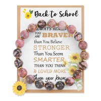 Back to School Bracelet Gifts for Student, First Day of School Bracelet, School Gifts for College Senior School Student Females DD002-red bean