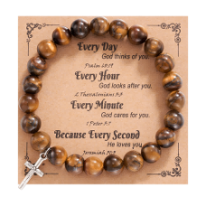 Christian Gifts for Men, Cross Bracelet Religious Gifts for Men D0012-Brown